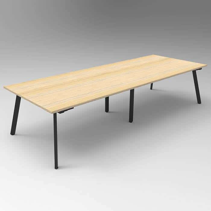 Fast Office Furniture - Enterprise 3200 x 1200 Meeting Table, Natural Oak Table Top, Black Frame