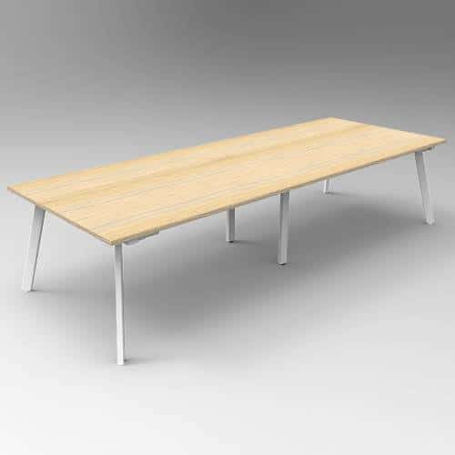 Fast Office Furniture - Enterprise 3200 x 1200 Meeting Table, Natural Oak Table Top, White Frame