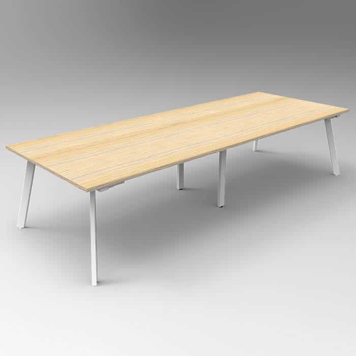 Fast Office Furniture - Enterprise 3200 x 1200 Meeting Table, Natural Oak Table Top, White Frame