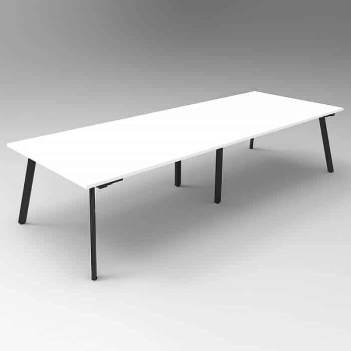 Fast Office Furniture - Enterprise 3200 x 1200 Meeting Table, Natural White Table Top, Black Frame