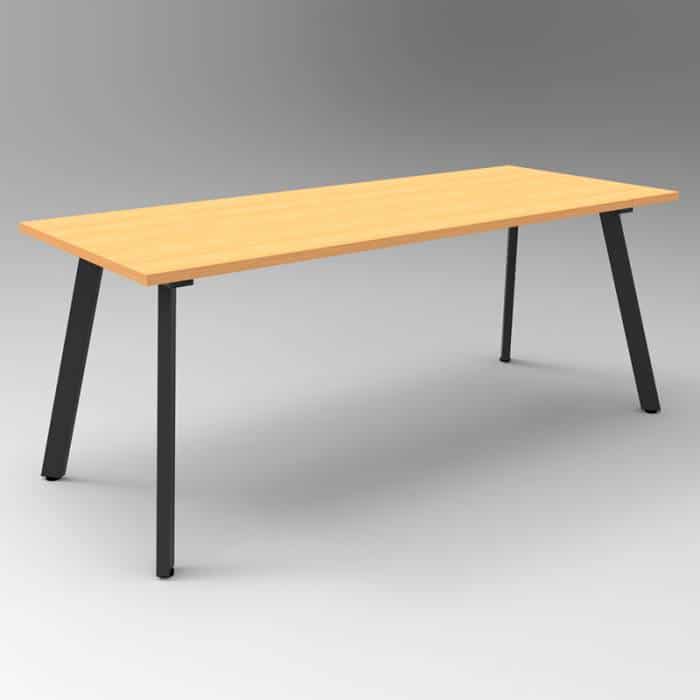 Fast Office Furniture - Enterprise Small Meeting Table, Beech Table Top, Black Frame