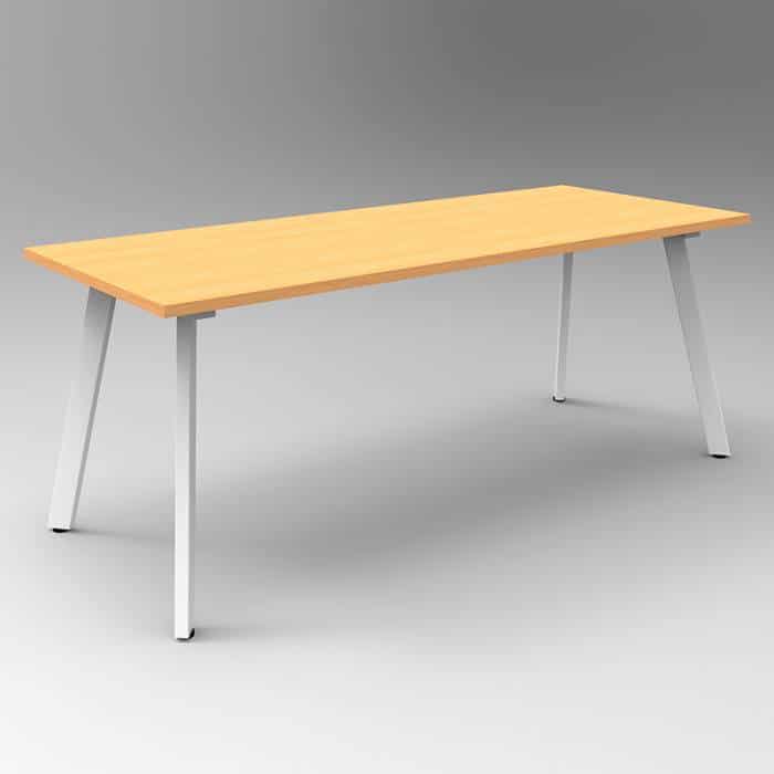 Fast Office Furniture - Enterprise Small Meeting Table, Beech Table Top, White Frame