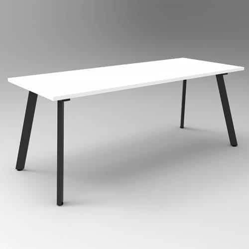 Fast Office Furniture - Enterprise Small Meeting Table, Natural White Table Top, Black Frame
