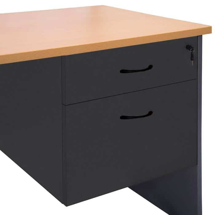 Fast Office Furniture - Function Fixed Drawer Unit. 1 Personal + 1 Deep File Drawer. Ironstone Colour