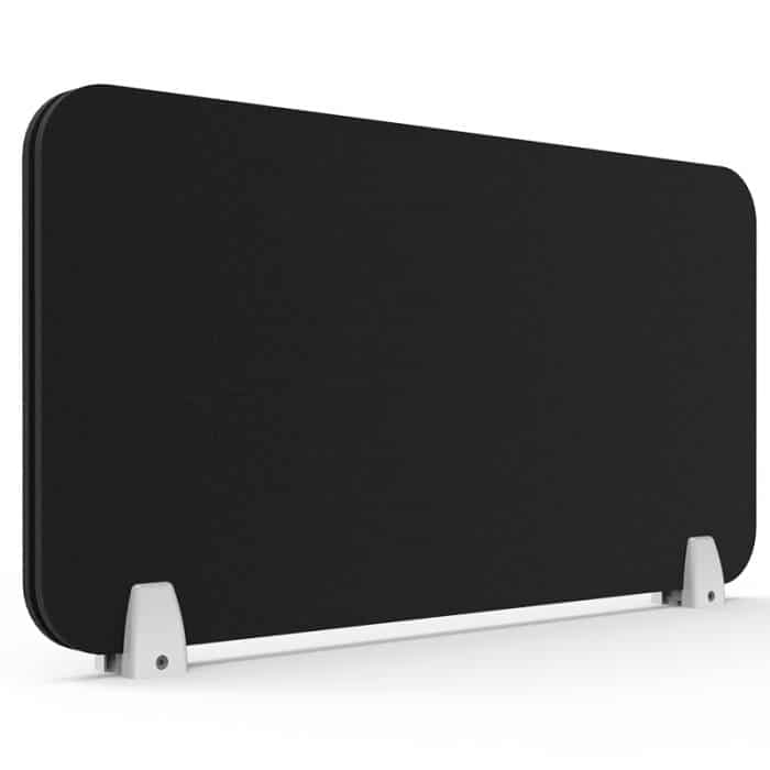 Fast Office Furniture - Integral Desk Mount Divider, Black with White Desk Face Fix Brackets