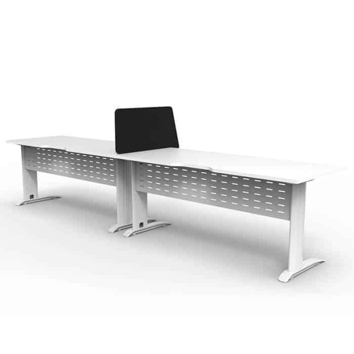 Fast Office Furniture - Integral Slide-On Desk Divider, Black, on Desk. Rear View