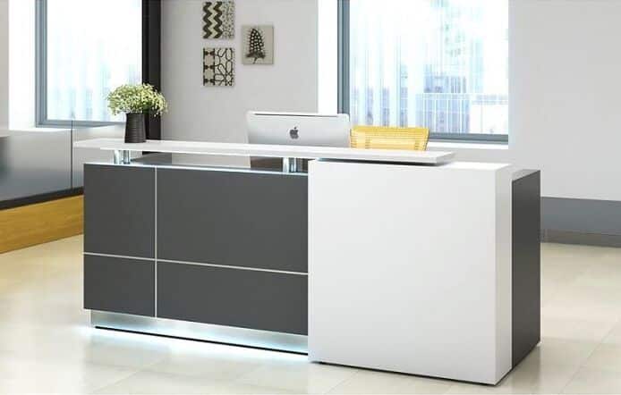 Fast Office Furniture - Contour Reception Desk Left Hand White Front Feature Panel left hand when seated