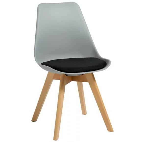 Fast Office Furniture - Deakin Chair Grey Shell with Black Upholstered-Seat Pad