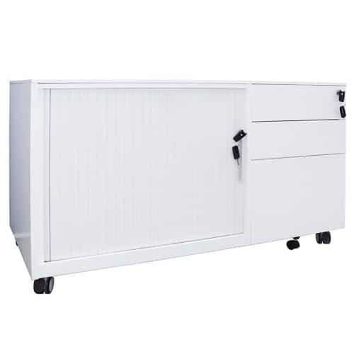 Fast Office Furniture - Super Strong Metal Mobile Storage Caddy, Left Hand Tambour Door