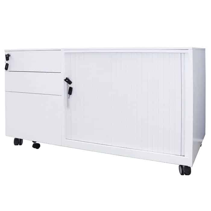 Fast Office Furniture - Super Strong Metal Mobile Storage Caddy, Right Hand Tambour Door