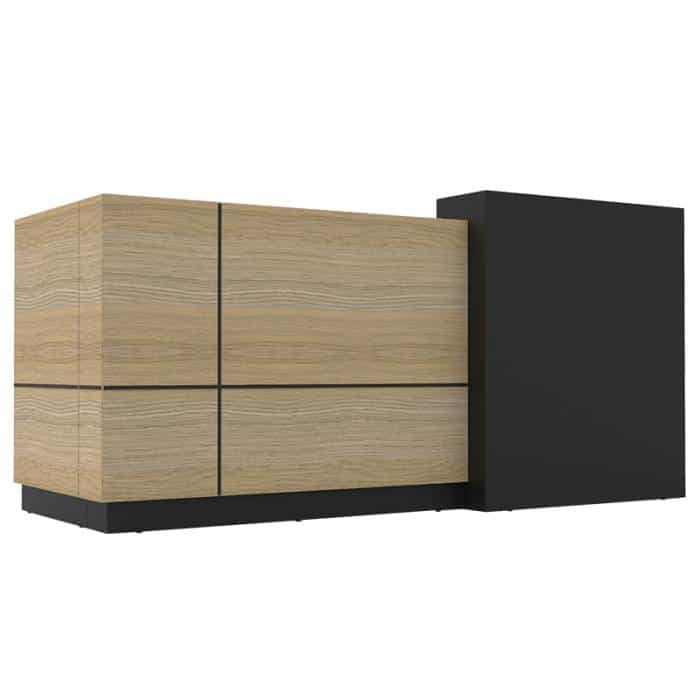 Fast Office Furniture -Celeste Reception Desk, Black Feature Panel