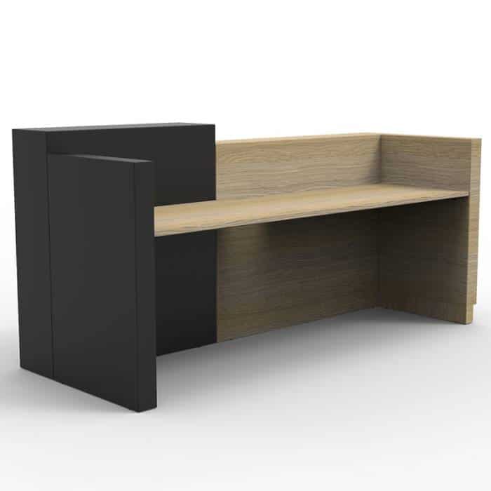 Fast Office Furniture - Celeste Reception Desk, Black Feature Panel, Rear Angled View