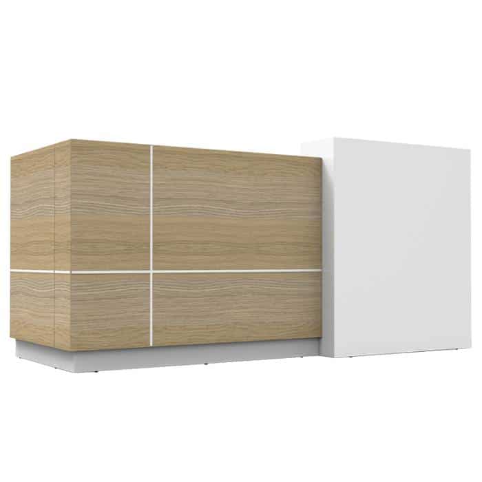 Fast Office Furniture - Celeste Reception Desk, White Feature Panel, Front Angled View