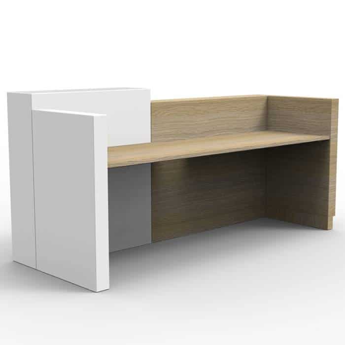 Fast Office Furniture - Celeste Reception Desk, White Feature Panel, Rear Angled View
