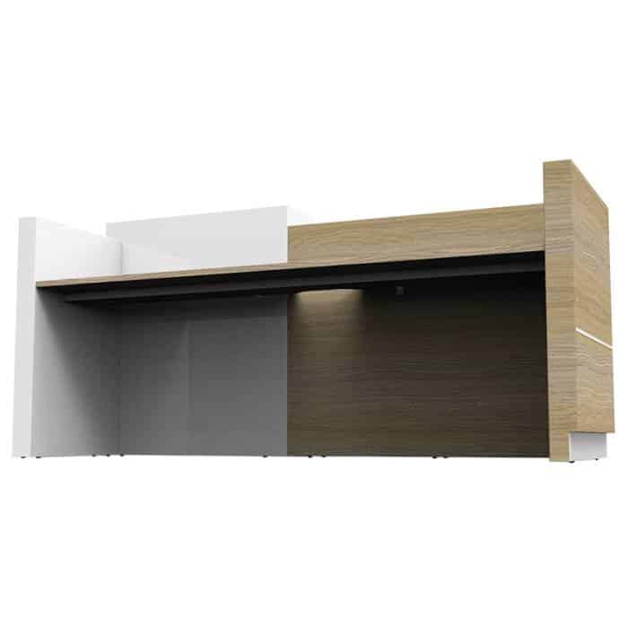 Fast Office Furniture - Celeste Reception Desk, White Feature Panel, Rear View 2
