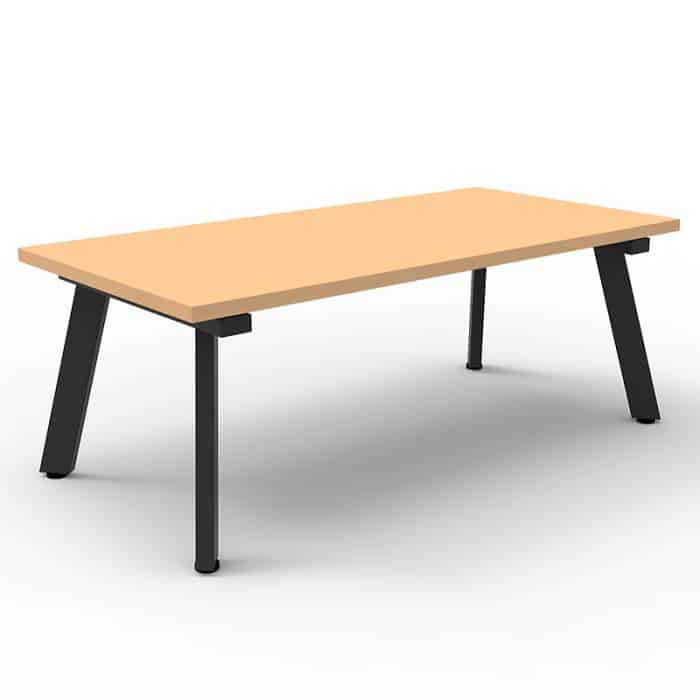 Fast Office Furniture - Enterprise 1200mm W x 600mm D Rectangular Coffee Table, Beech Table Top, Satin Black Base