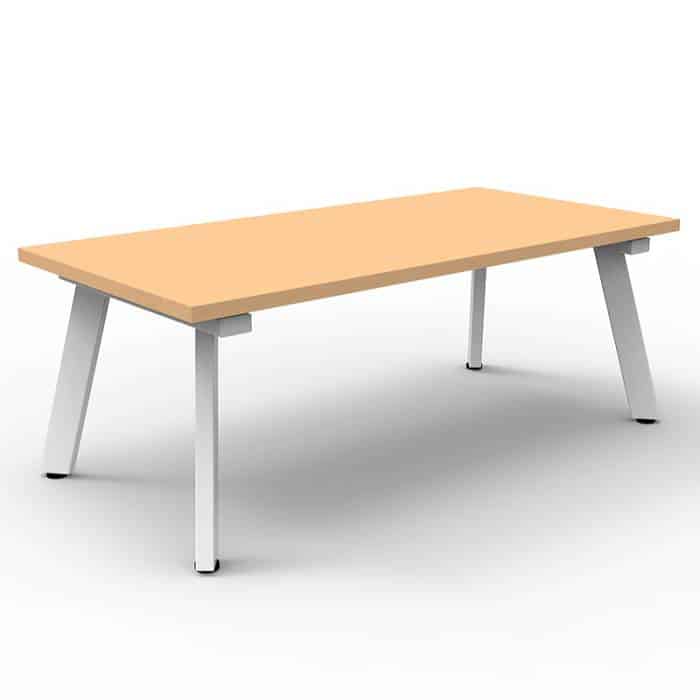 Fast Office Furniture - Enterprise 1200mm W x 600mm D Rectangular Coffee Table, Beech Table Top, Satin White Base