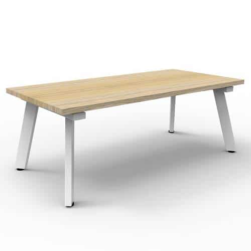 Fast Office Furniture - Enterprise 1200mm W x 600mm D Rectangular Coffee Table, Natural Oak Table Top, Satin White Base