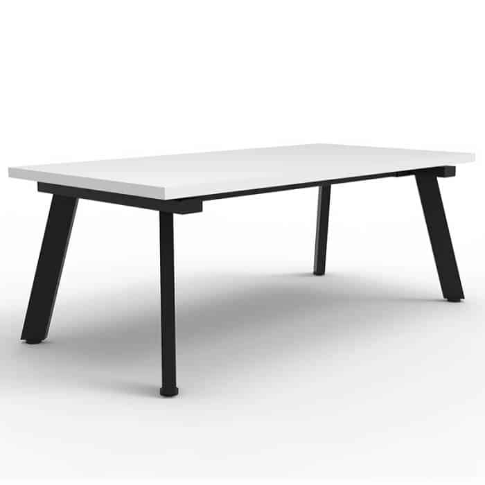 Fast Office Furniture - Enterprise 1200mm W x 600mm D Rectangular Coffee Table, Natural White Table Top, Satin Black Base
