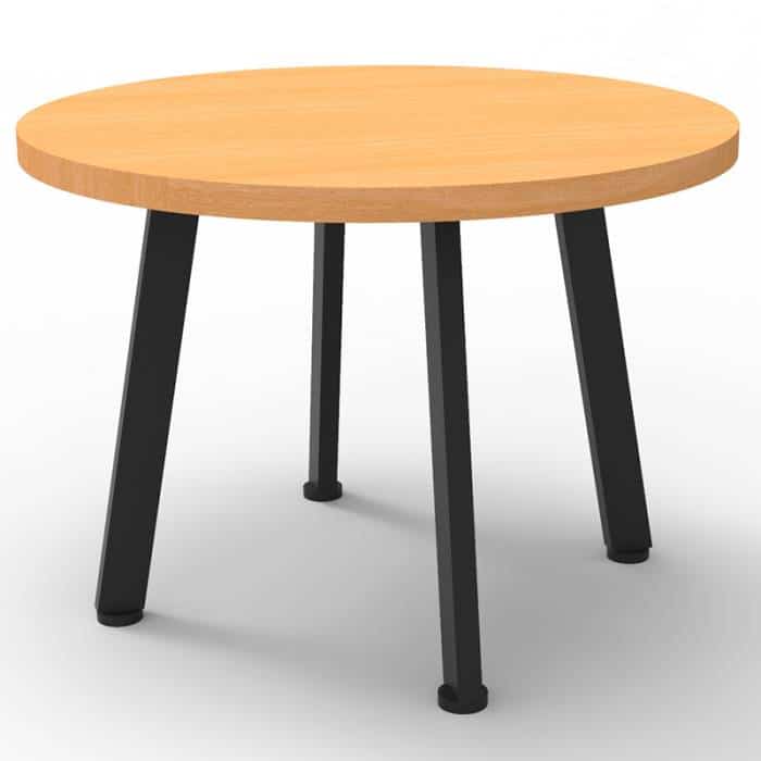 Fast Office Furniture - Enterprise 600mm Diam Round Coffee Table, Beech Table Top, Satin Black Base