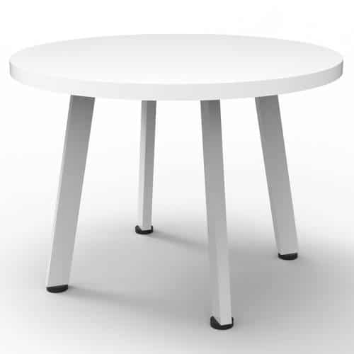 Fast Office Furniture - Enterprise 600mm Diam Round Coffee Table, Natural White Table Top, Satin White Base