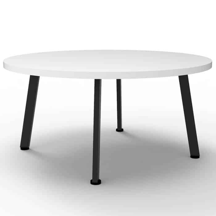 Fast Office Furniture - Enterprise 900mm Diam Round Coffee Table, Natural White Table Top, Satin Black Base