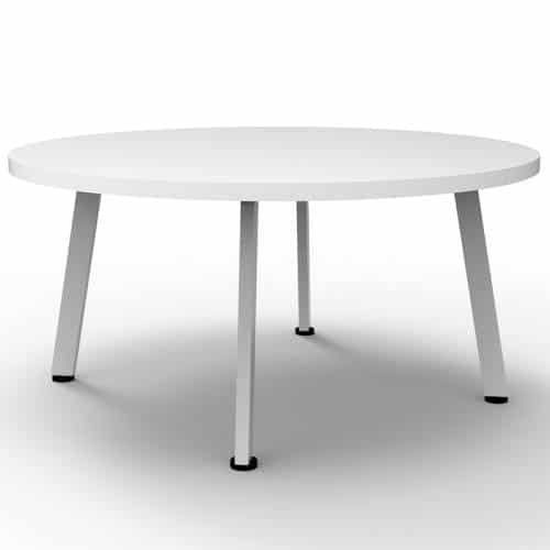 Fast Office Furniture - Enterprise 900mm Diam Round Coffee Table, Natural White Table Top, Satin White Base