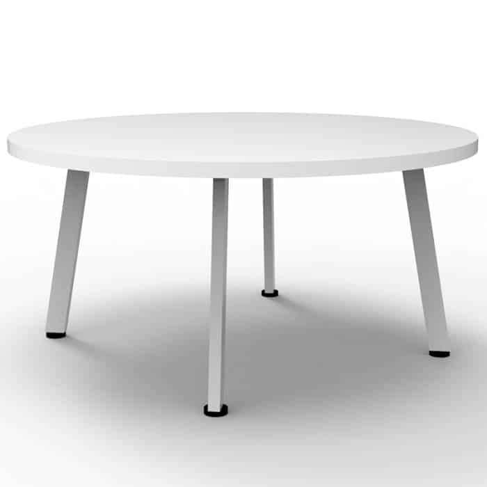 Fast Office Furniture - Enterprise 900mm Diam Round Coffee Table, Natural White Table Top, Satin White Base