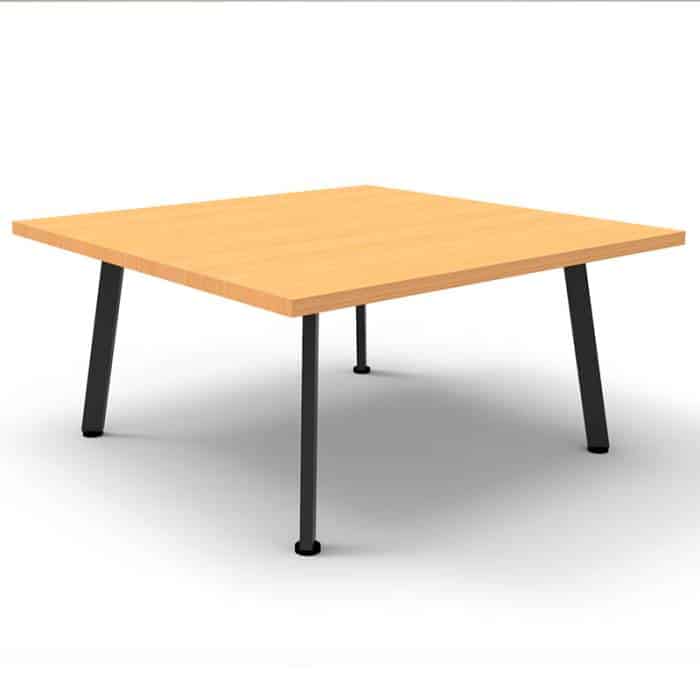 Fast Office Furniture - Enterprise Square Coffee Table, Beech Table Top, Satin Black Base
