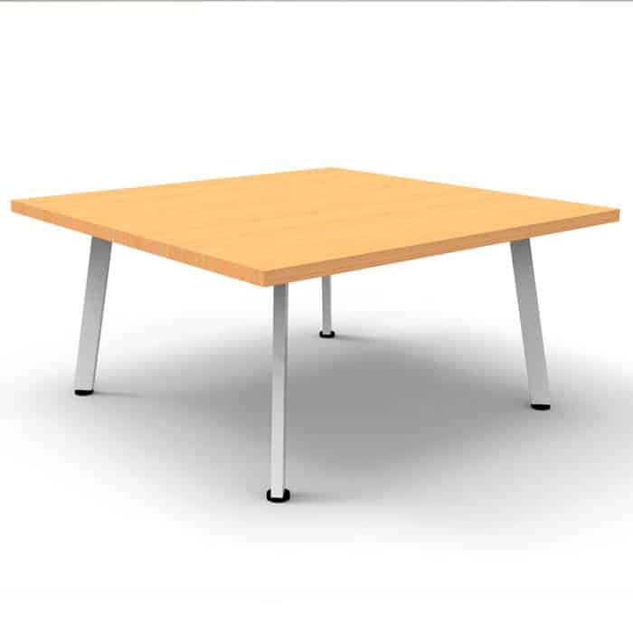 Fast Office Furniture - Enterprise Square Coffee Table, Beech Table Top, Satin White Base