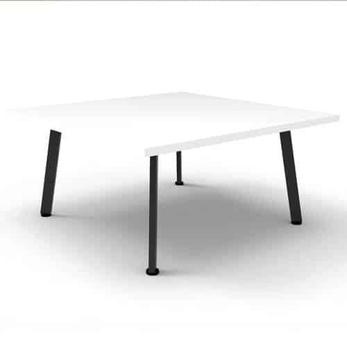 Fast Office Furniture - Enterprise Square Coffee Table, Natural White Table Top, Satin Black Base