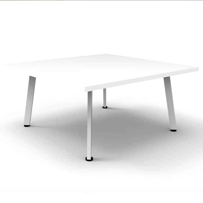 Fast Office Furniture - Enterprise Square Coffee Table, Natural White Table Top, Satin White Base