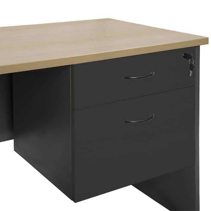 Fast Office Furniture - Function Deluxe Fixed Drawer Unit, 1 Personal + 1 Deep File Drawer, Ironstone Colour