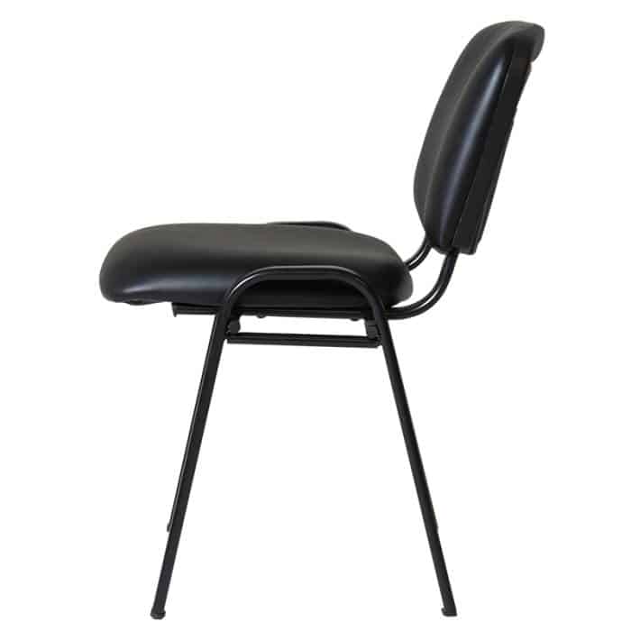 Fast Office Furniture - Macleay Visitor Chair, Black Vinyl, Side View