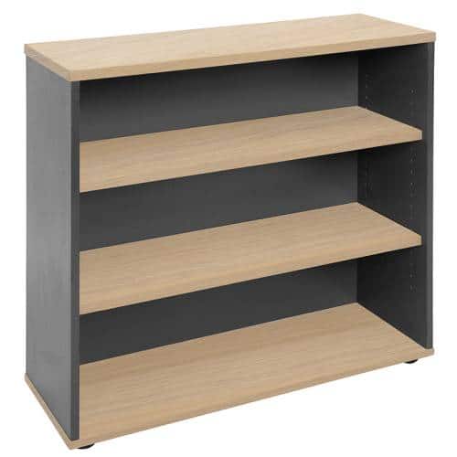 Fast Office Furniture - Function Deluxe 900mm High Bookcase, Natural Oak and Ironstone Colours