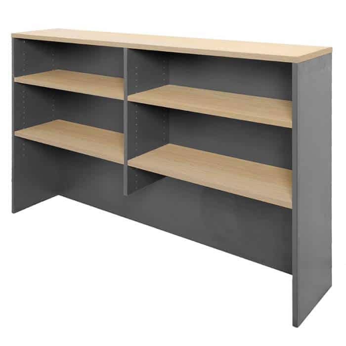 Fast Office Furniture - Function Deluxe Hutch 1500mm Wide, Natural Oak and Ironstone Colours