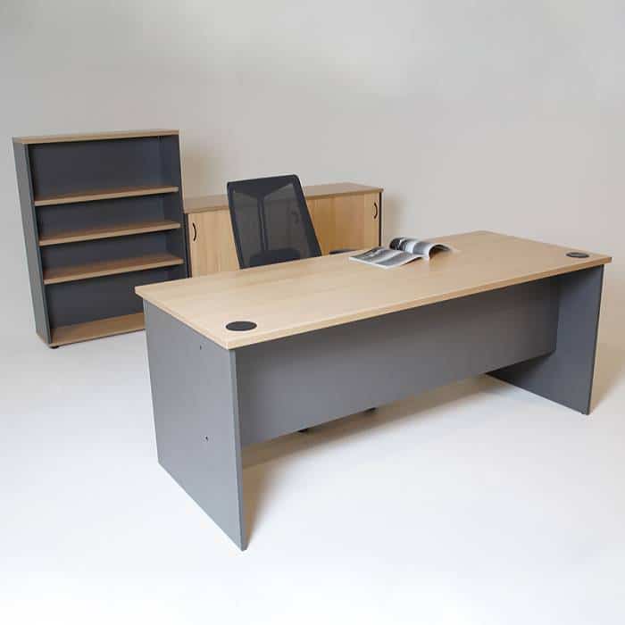 Fast Office Furniture - Function Deluxe Office Suite, Natural Oak and Ironstone Colours