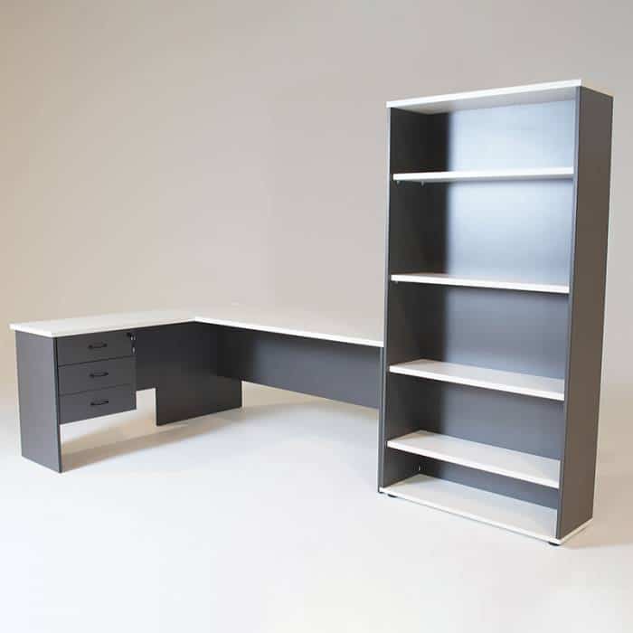 Fast Office Furniture -Function Deluxe Office Suite, Natural White and Ironstone Colours