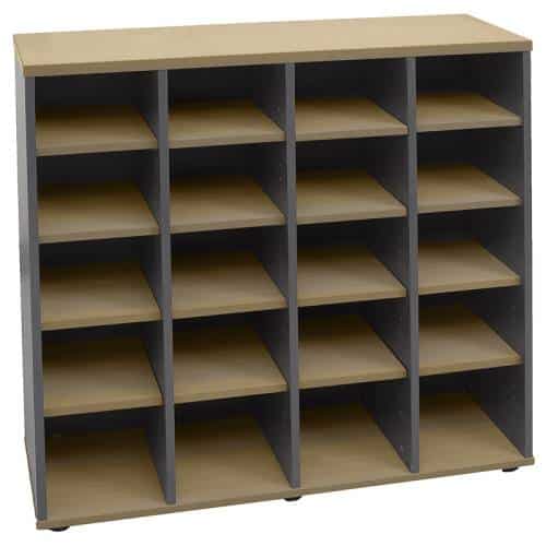 Fast Office Furniture Function Deluxe Pigeon Hole Unit, Natural Oak and Ironstone Colours