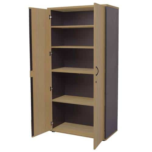Fast Office Furniture - Function Deluxe Storage Cupboard - Open, Natural Oak and Ironstone Colours