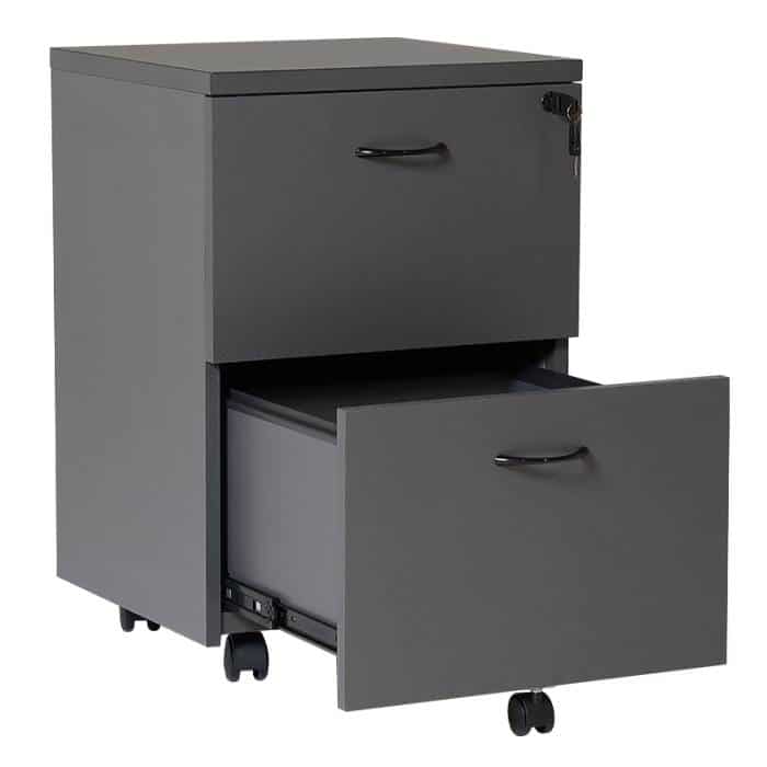 Fast Office Furniture - Function Ironstone Mobile Drawer Unit, 2 Deep File Drawers, Ironstone Colour, Open