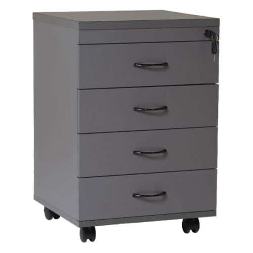 Fast Office Furniture - Function Ironstone Mobile Drawer Unit, 4 Personal Drawers, Ironstone Colour
