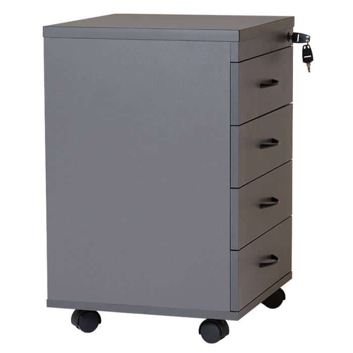 Fast Office Furniture - Function Ironstone Mobile Drawer Unit, 4 Personal Drawers, Ironstone Colour, End View
