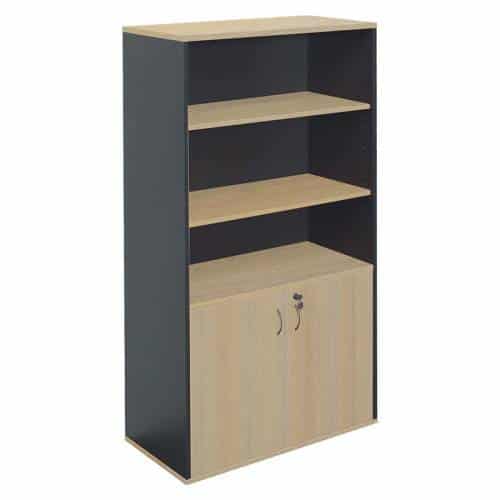 Fast Office Furniture - Function Deluxe Wall Unit, Natural Oak and Ironstone Colours