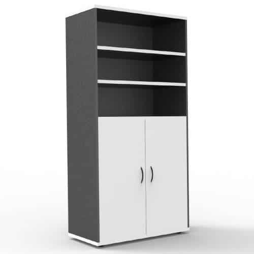 Fast Office Furniture - Function Deluxe Wall Unit, Natural White and Ironstone Colours
