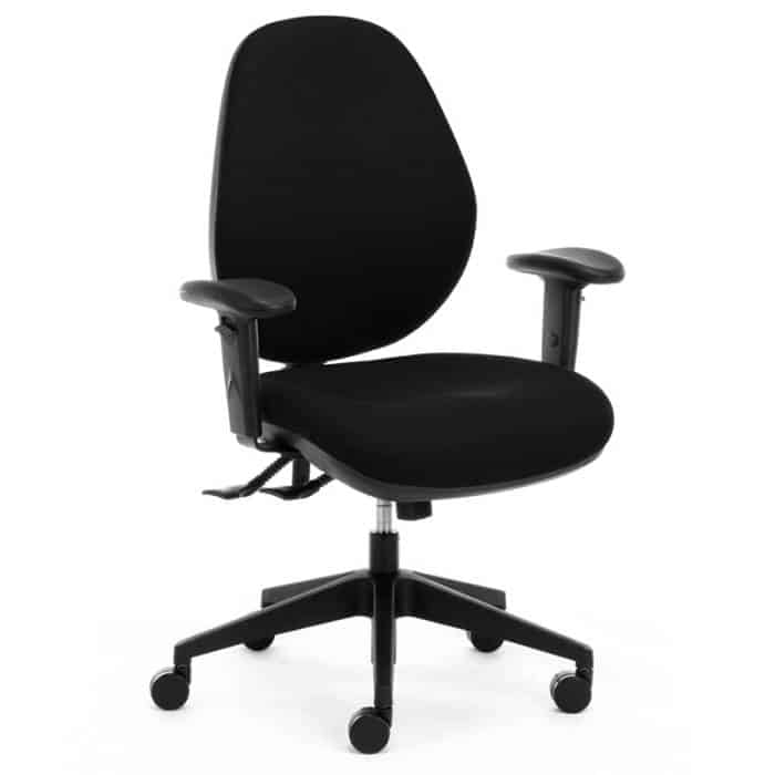 Fast Office Furniture - Mia Extra Heavy Duty High Back Ergonomic Office Chair, Black Fabric, with Arms