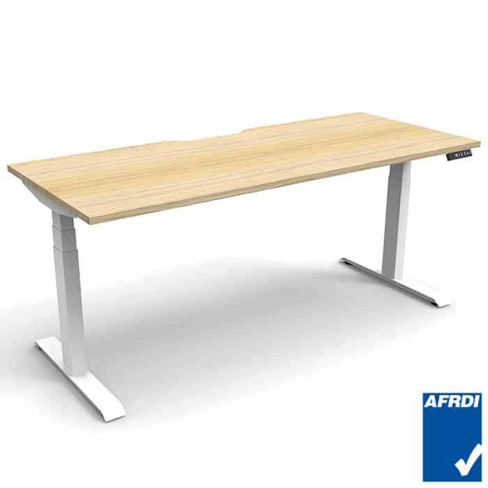 AFRDI approved sit stand desk | standard desk size australia | 900mm wide desk | adjustable office desk