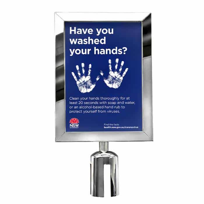 Queue Barrier Sign Holder, Stainless Steel