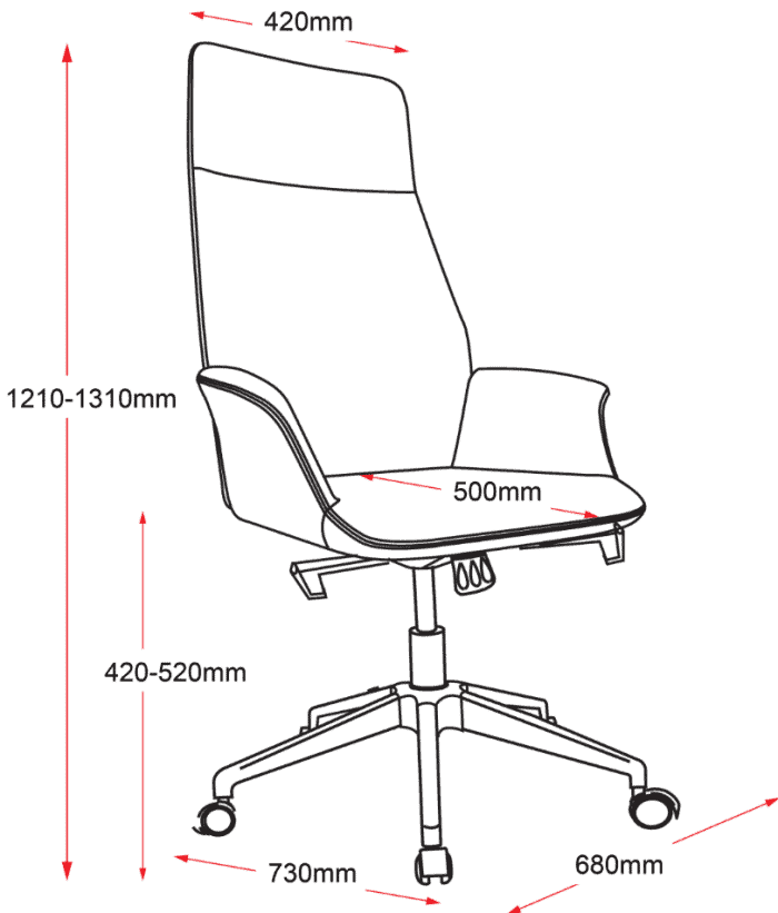 Alida High Back Chair Dimensions