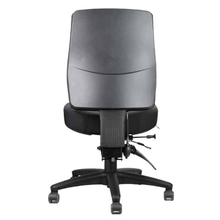 Hannah Pro High Back Chair, no Arms, Black Fabric, Rear View